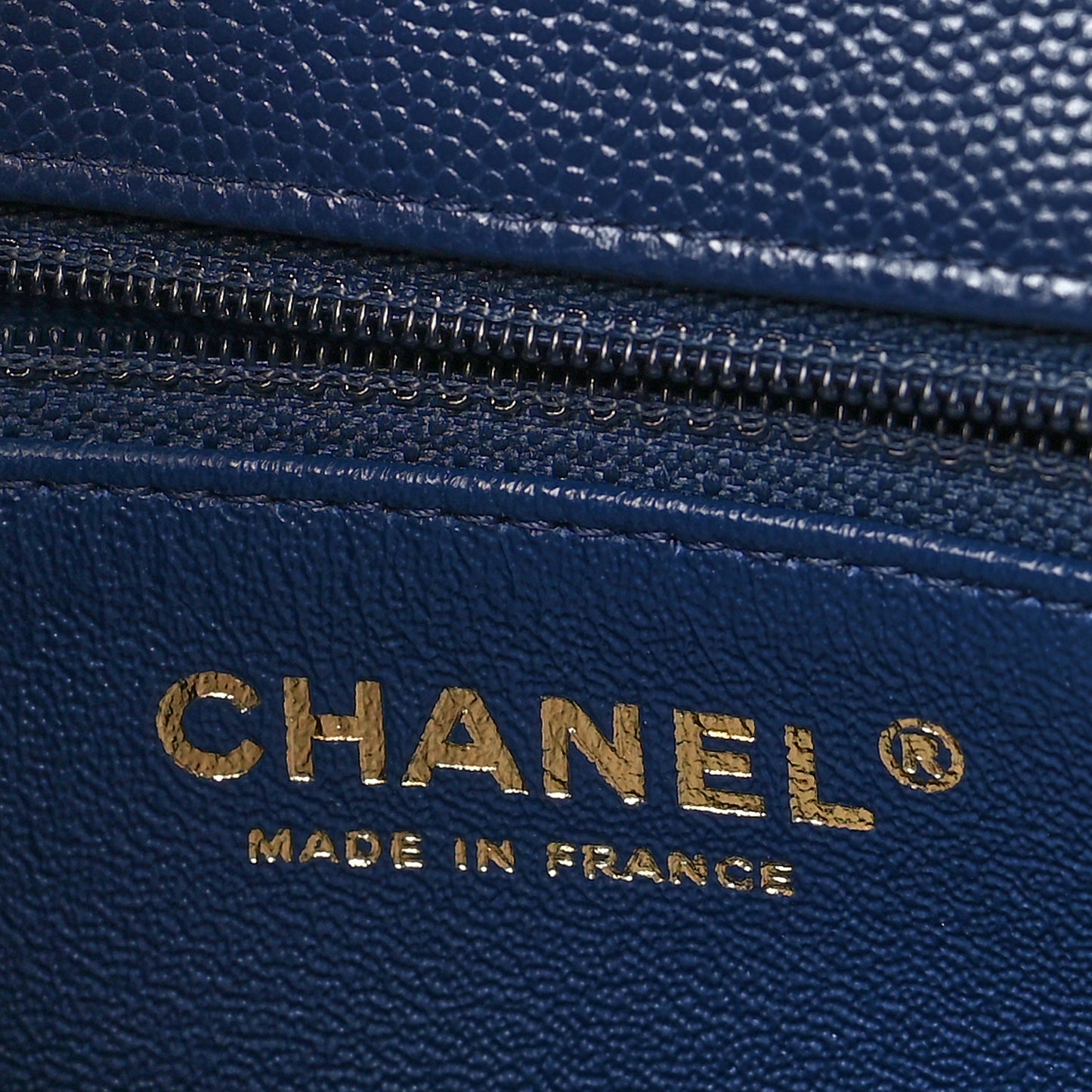 Caviar Quilted Flap Clutch Navy Blue