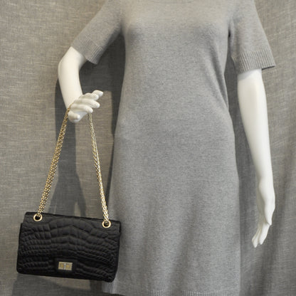 Chanel Satin Croc 2.55 Reissue Flap Black 2 of 11