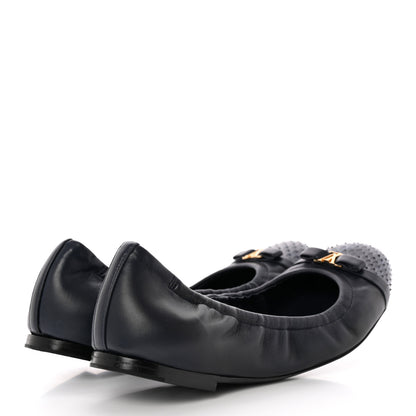Louis Vuitton Snakeskin Nappa Elba Ballet Flats 37.5 Navy 4 of 14