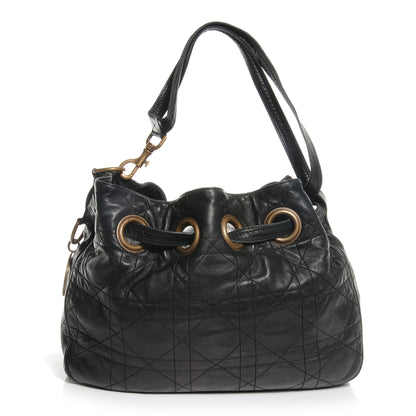 Christian Dior Lambskin Cannage Drawstring Bag Black 1 of 7