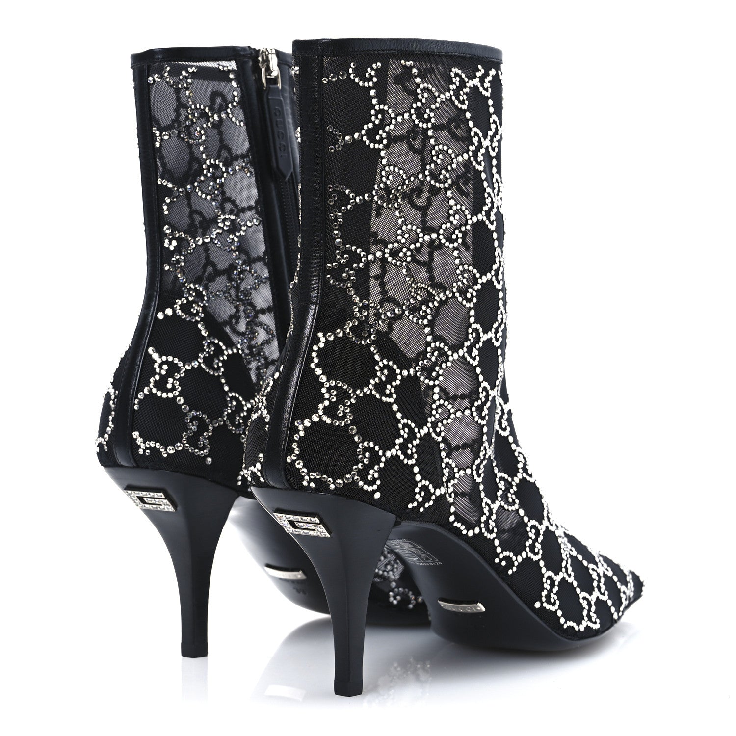 Gucci Tela Retino Kid Scamosciato Crystal GG Monogram Square Demi Boot 39 Black 5 of 11