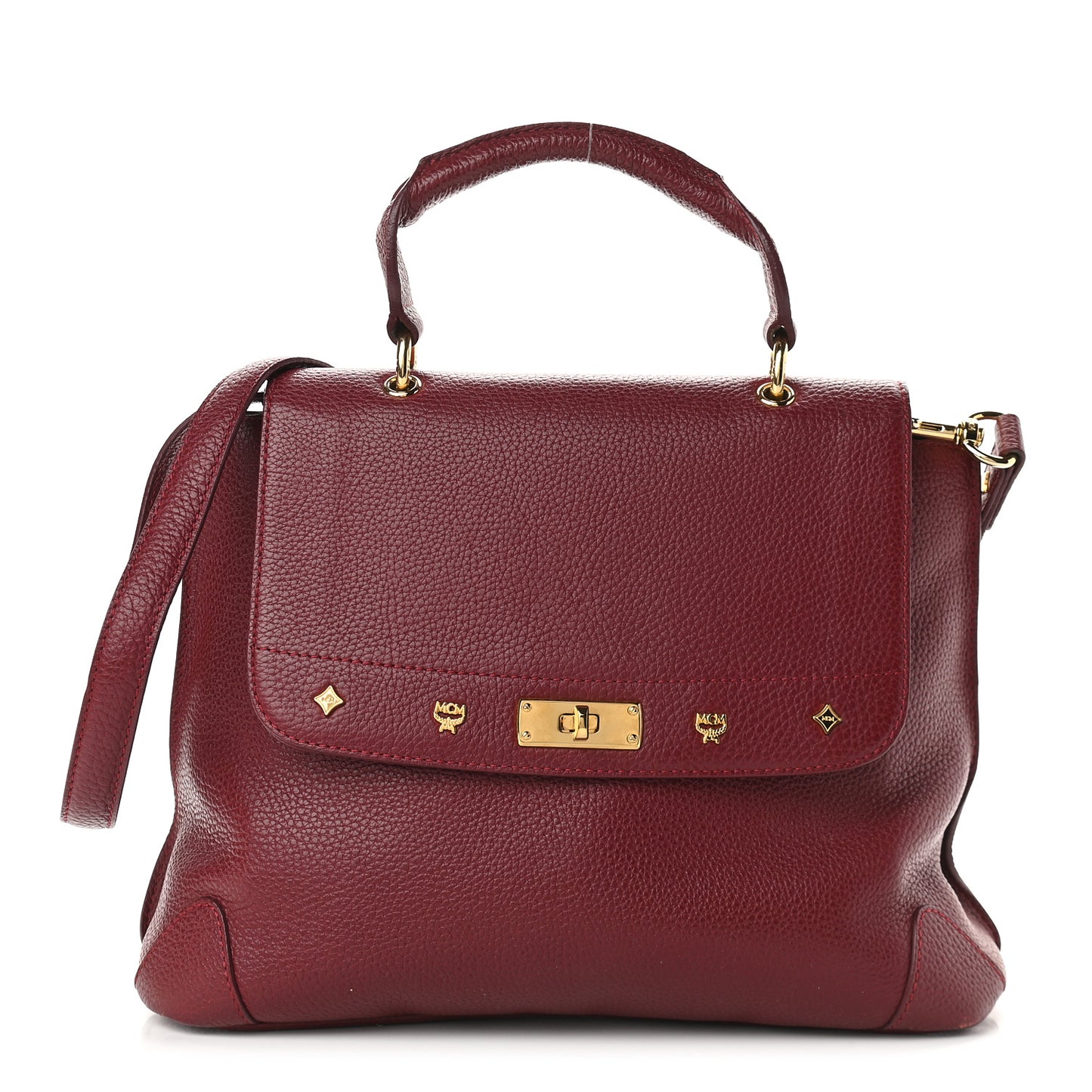 Grained Calfskin First Lady Satchel Burgundy