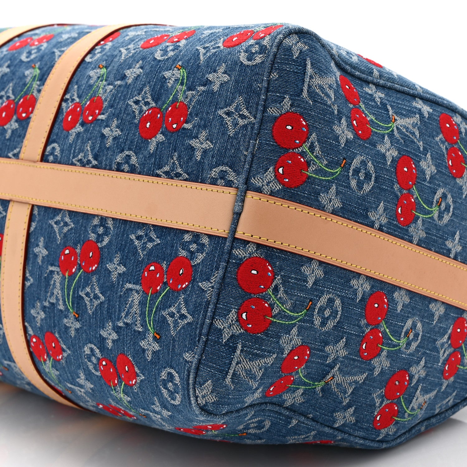 Louis Vuitton LV X TM Monogram Denim Cerises Keepall Bandouliere 45 Blue 8 of 8