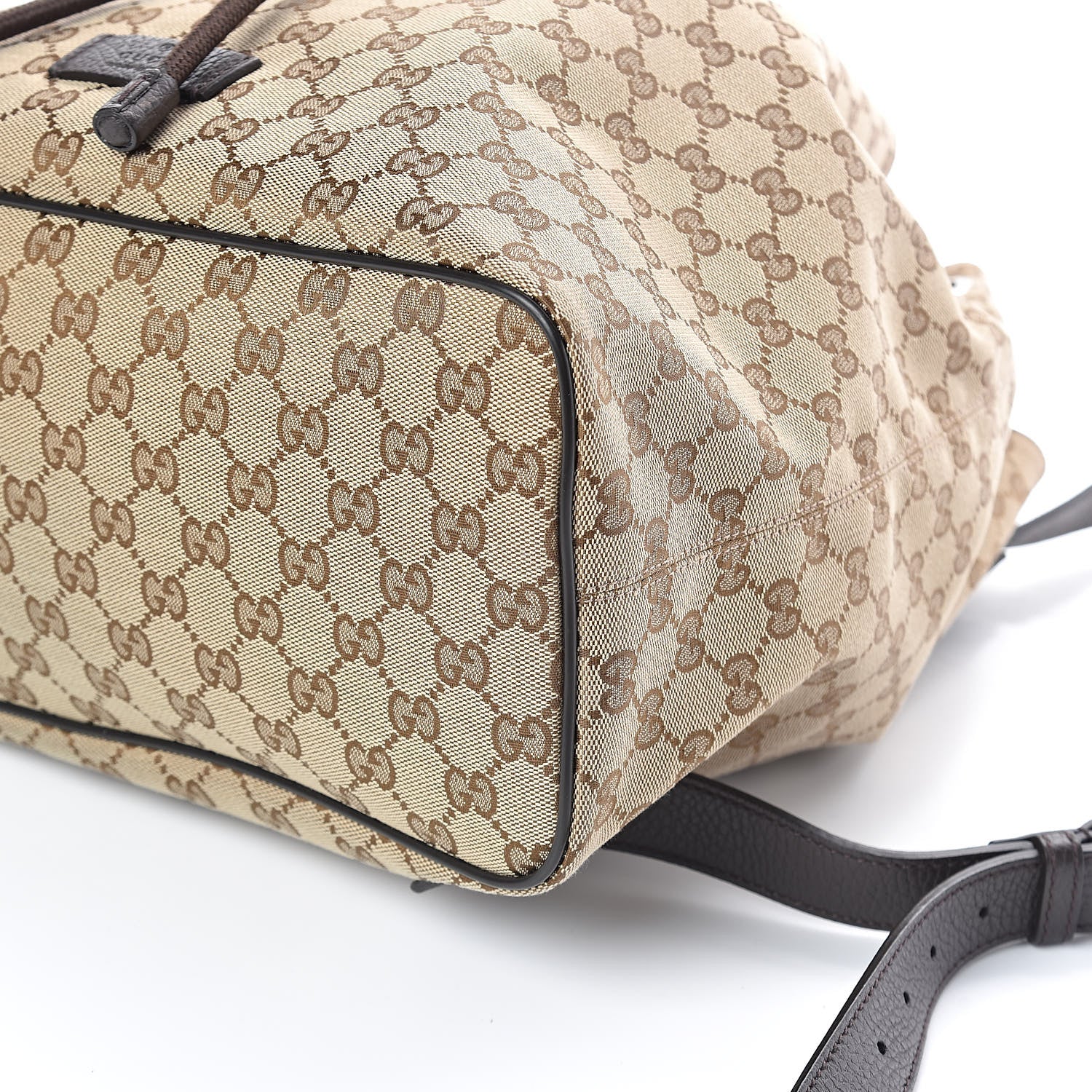 Gucci Monogram Dollar Calfskin O Drawstring Backpack Beige Ebony Testa di Moro Dark Chocolate 9 of 9