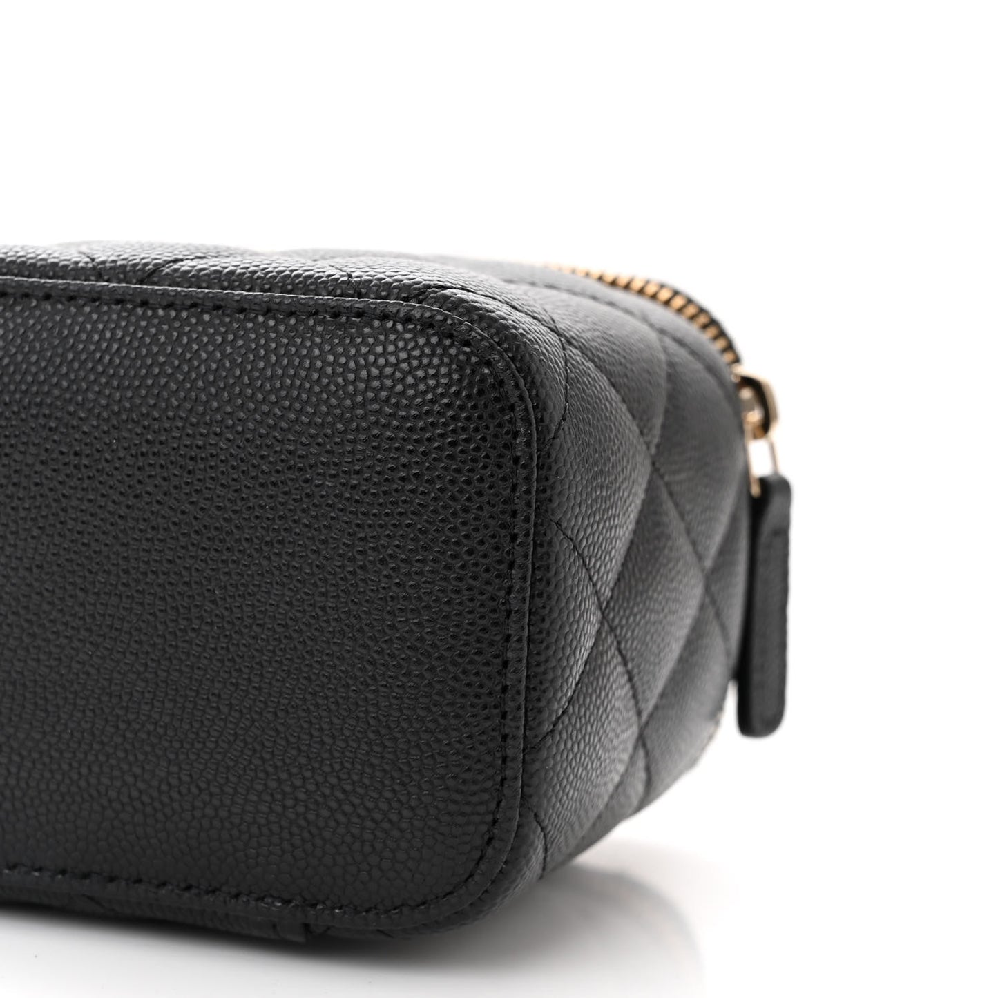 Caviar Quilted Mini Vanity Case With Chain Black