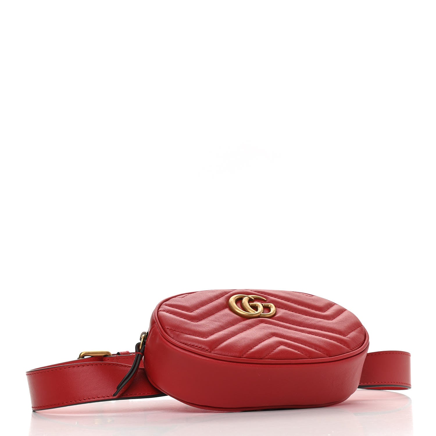 Gucci Calfskin Matelasse GG Marmont Belt Bag 85 34 Hibiscus Red 4 of 11