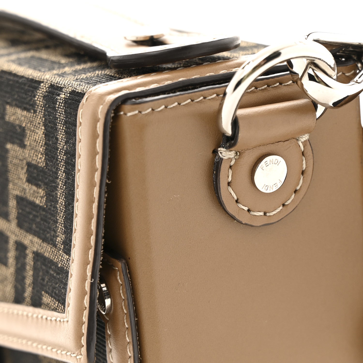 Fendi Recycled Fabric Jacquard Vitello King FF 1974 Baguette Soft Trunk Phone Pouch Tobacco Moro Sand 12 of 13