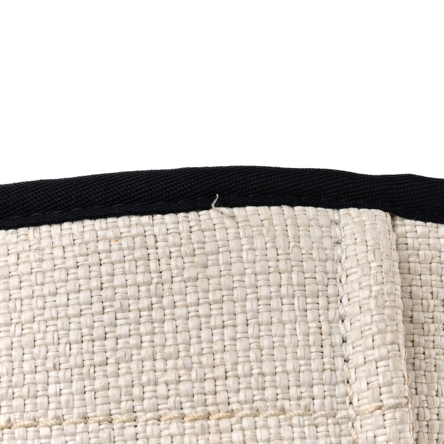 Woven Straw Raffia Medium Deauville Tote White Navy