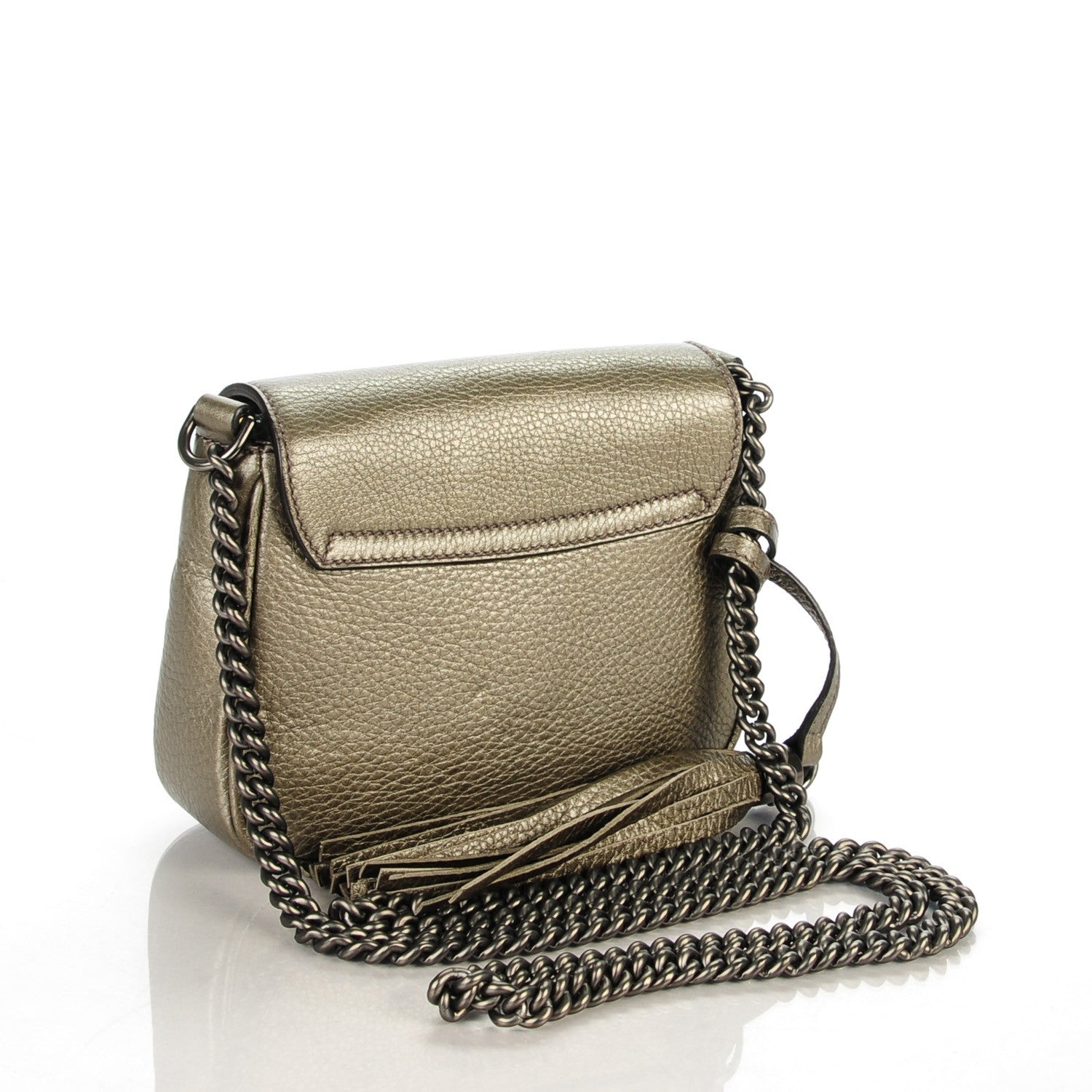 Gucci Metallic Pebbled Calfskin Small Soho Flap Crossbody Sasso 3 of 7