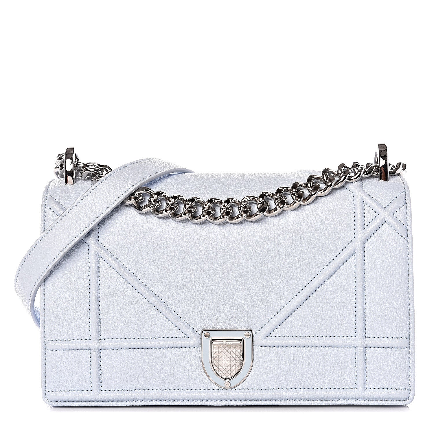 Christian Dior Grained Calfskin Small Diorama Flap Bag Sky Light 1 of 8