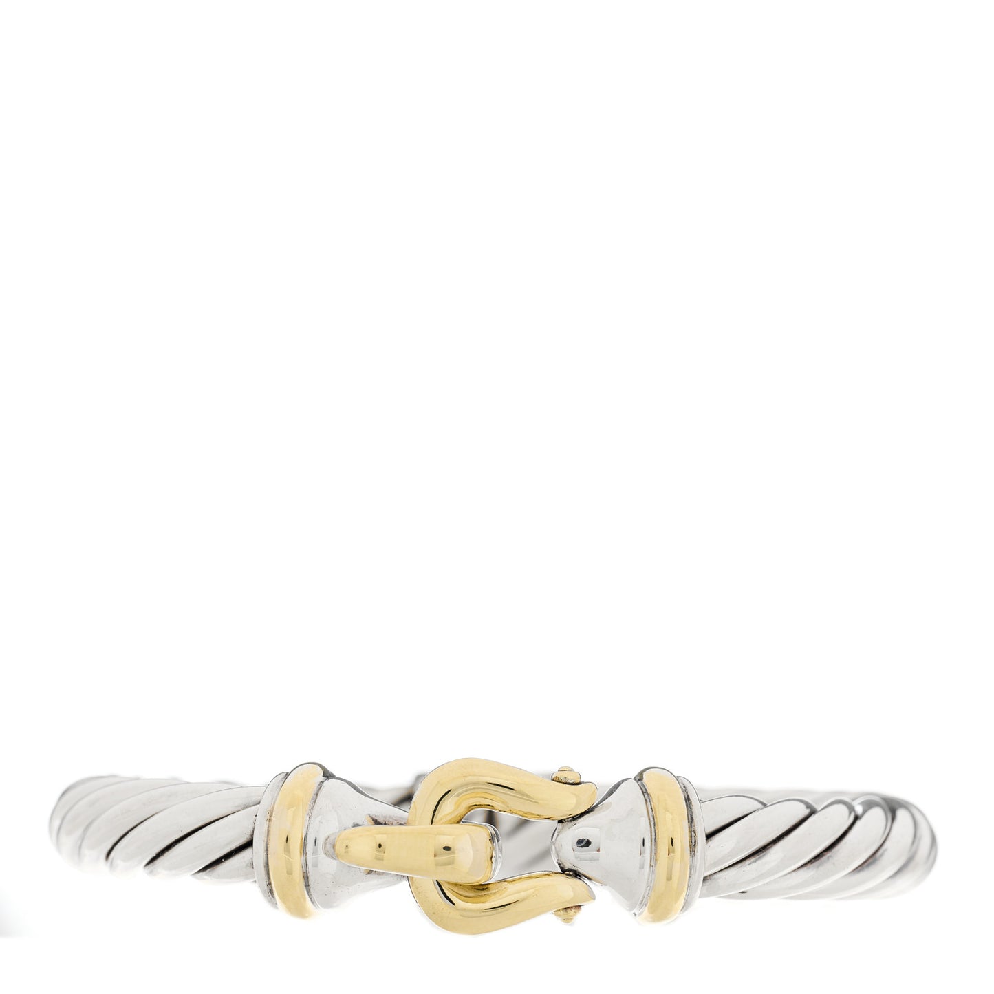 Sterling Silver 14K Yellow Gold 8.5mm Cable Buckle Bracelet