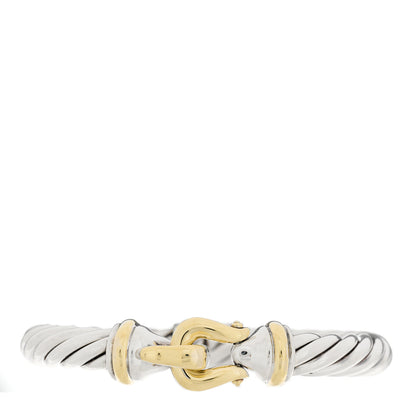 David Yurman Sterling Silver 14K Yellow Gold 8.5mm Cable Buckle Bracelet 1 of 3