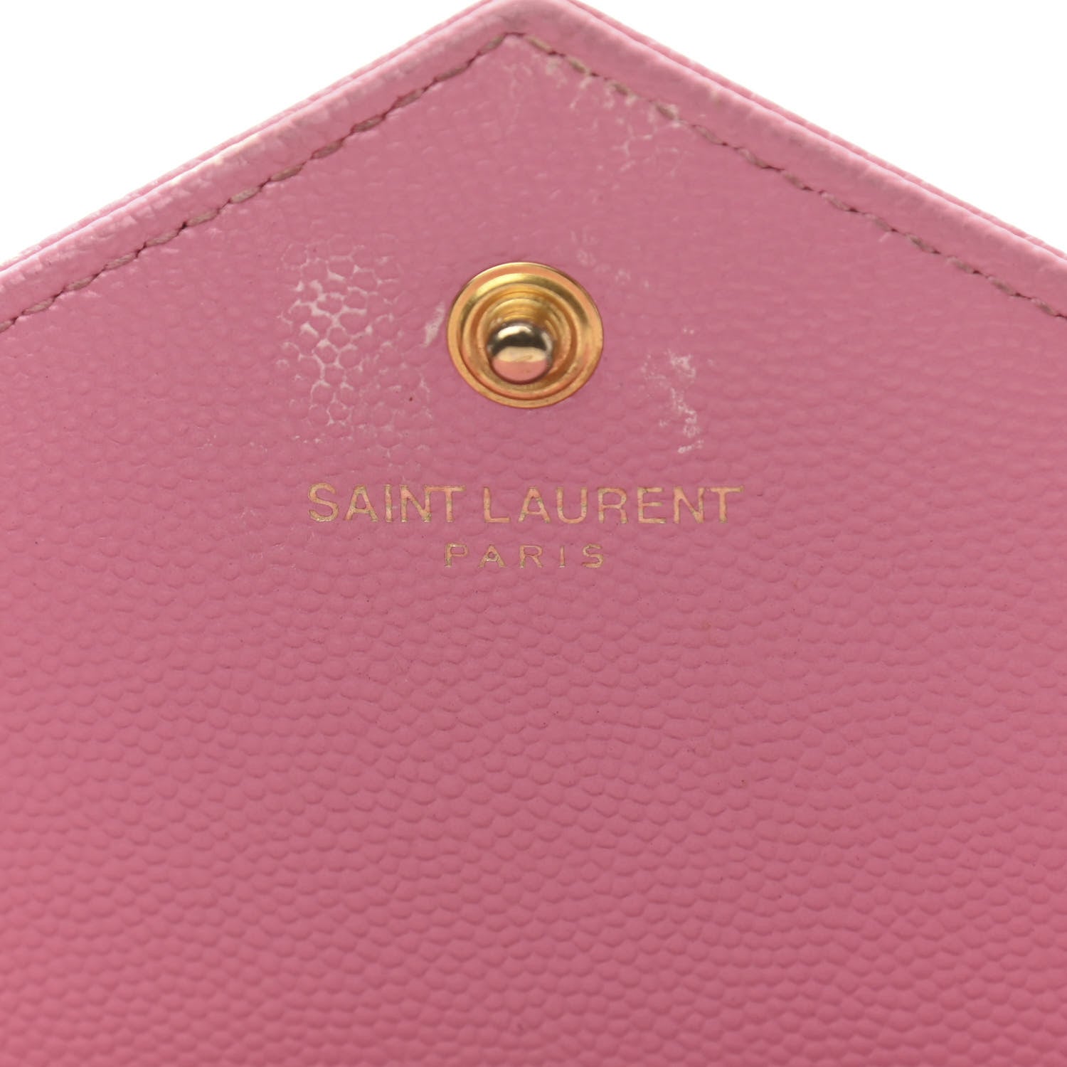 Saint Laurent Grain De Poudre Matelasse Chevron Monogram Chain Wallet Indian Pink 7 of 13