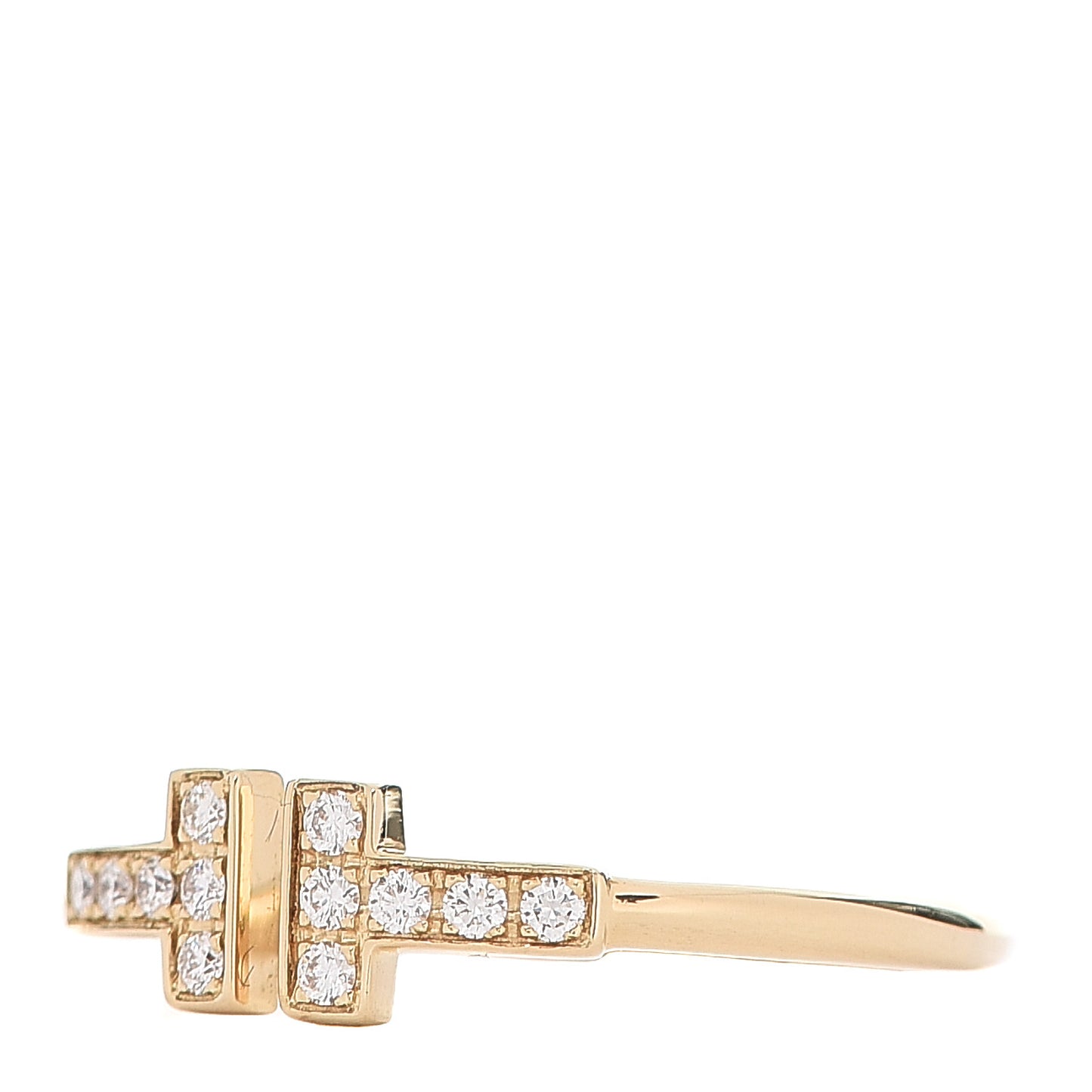 18K Yellow Gold Diamond T Wire Ring 57 8