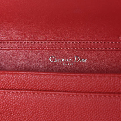 Christian Dior Grained Calfskin Diorama Wallet on Chain Pouch Rouge Vif 8 of 14