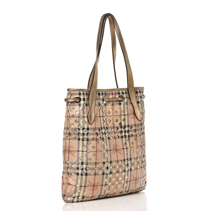 Burberry Haymarket Check Drawstring Claudia Bag Gold 3 of 13