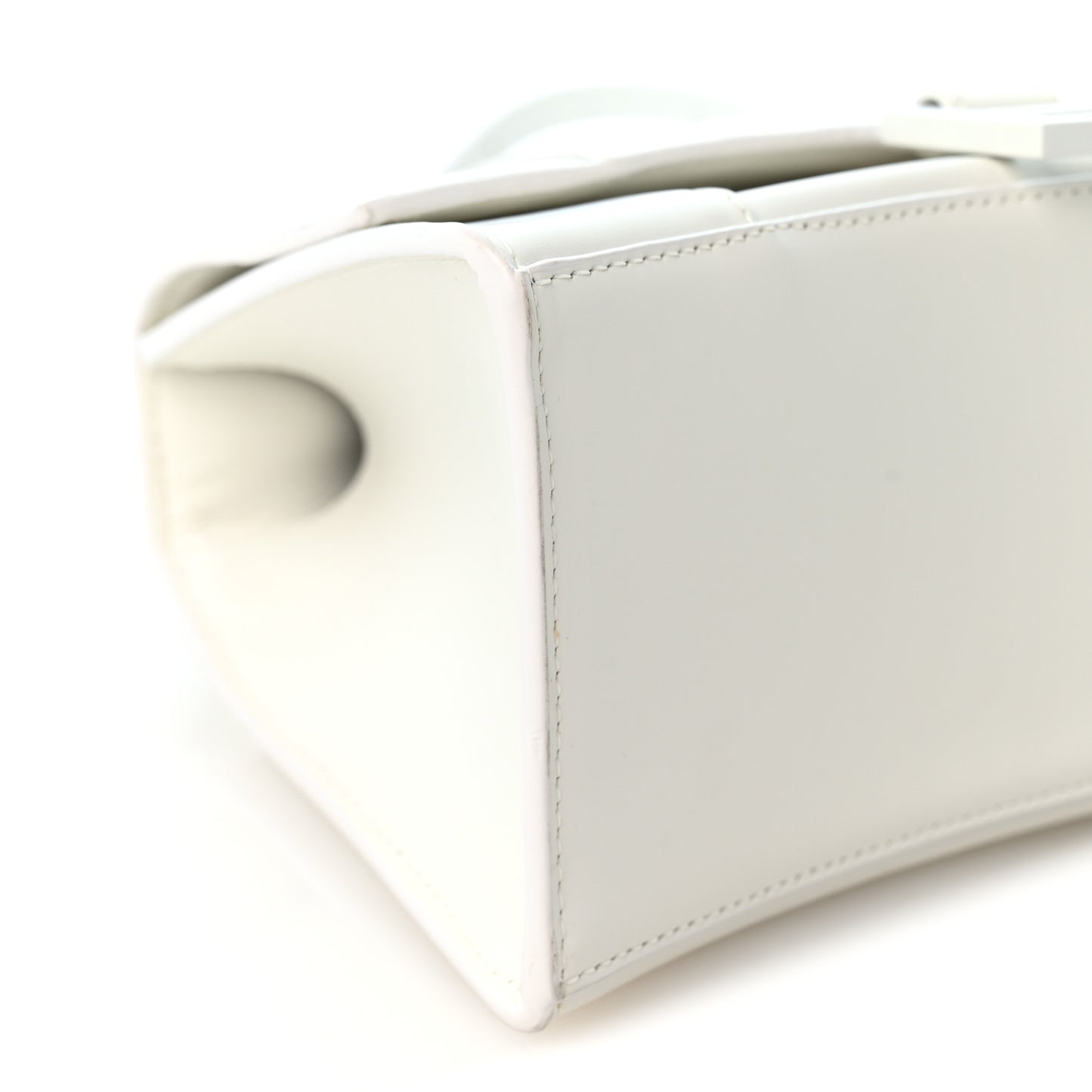 Matte Gummy Calfskin Small Hourglass Top Handle Bag Optic White
