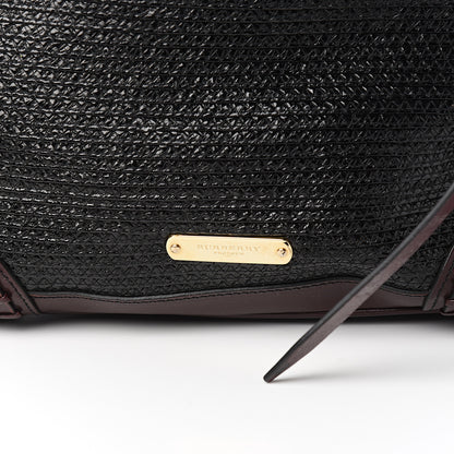 Burberry Raffia Whipstitch Bag Brown Black 10 of 10