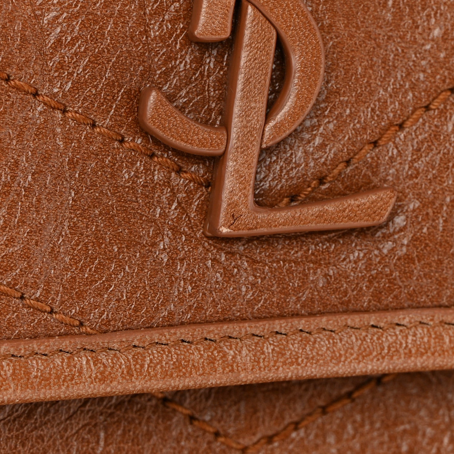 Saint Laurent Crinkled Calfskin Matelasse Monogram Medium Niki Chain Satchel Caramel 11 of 13