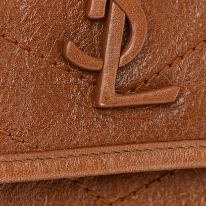 Saint Laurent Crinkled Calfskin Matelasse Monogram Medium Niki Chain Satchel Caramel 11 of 13
