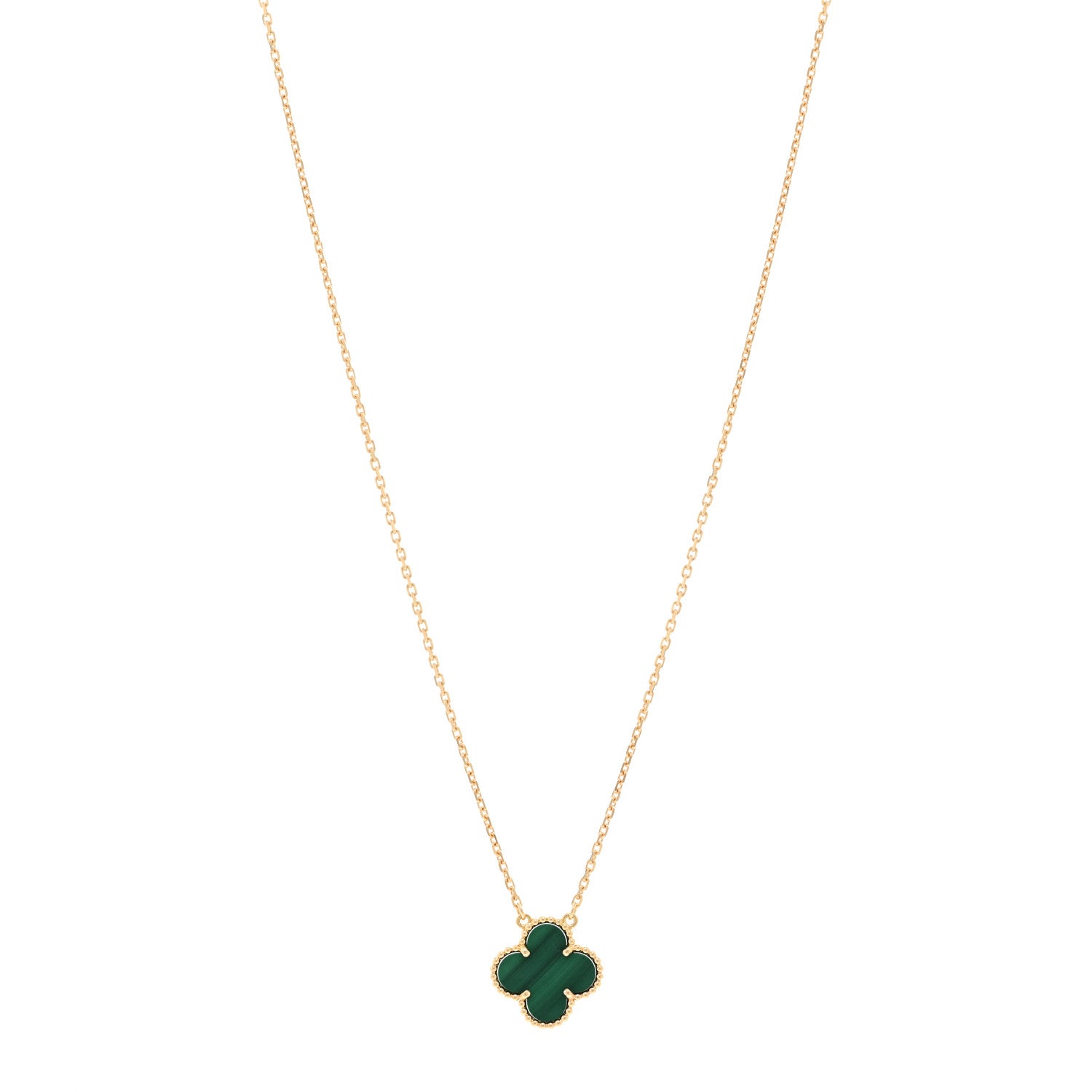 Van Cleef & Arpels 18K Yellow Gold Malachite Vintage Alhambra Pendant Necklace 1 of 5