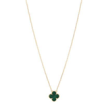 Van Cleef & Arpels 18K Yellow Gold Malachite Vintage Alhambra Pendant Necklace 1 of 5