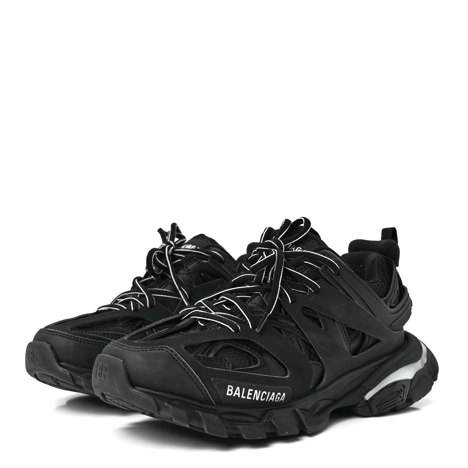 Balenciaga Mesh Nubuck Effect Fabric LED Womens Track Sneakers 38 Black 3 of 9
