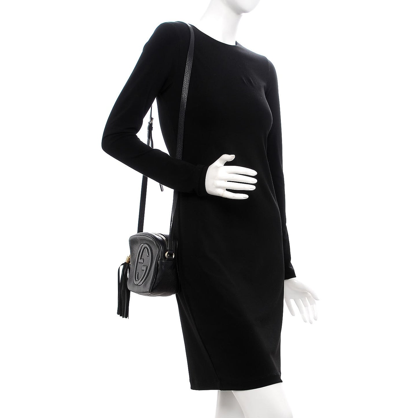 Pebbled Calfskin Small Soho Disco Bag Black