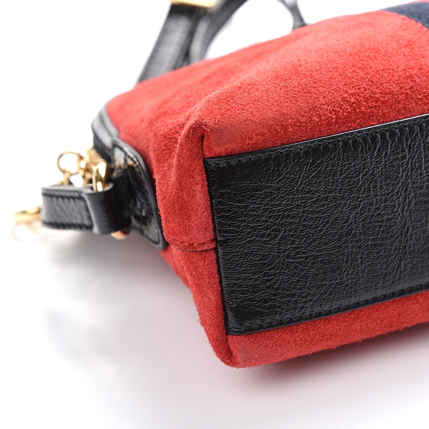 Gucci Suede Patent Web GG Small Ophidia Dome Shoulder Bag Hibiscus Red 7 of 9