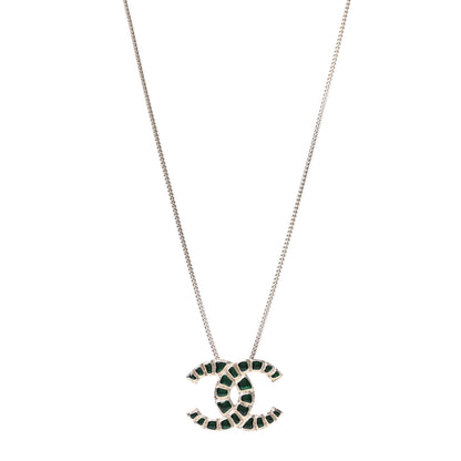 Chanel Resin Along The Nile CC Pendant Necklace Gold Green 1 of 5