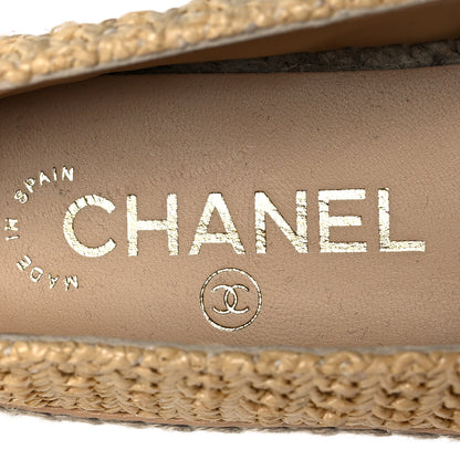 Chanel Braided Fabric Lambskin CC Espadrilles 36 Beige Black 7 of 8