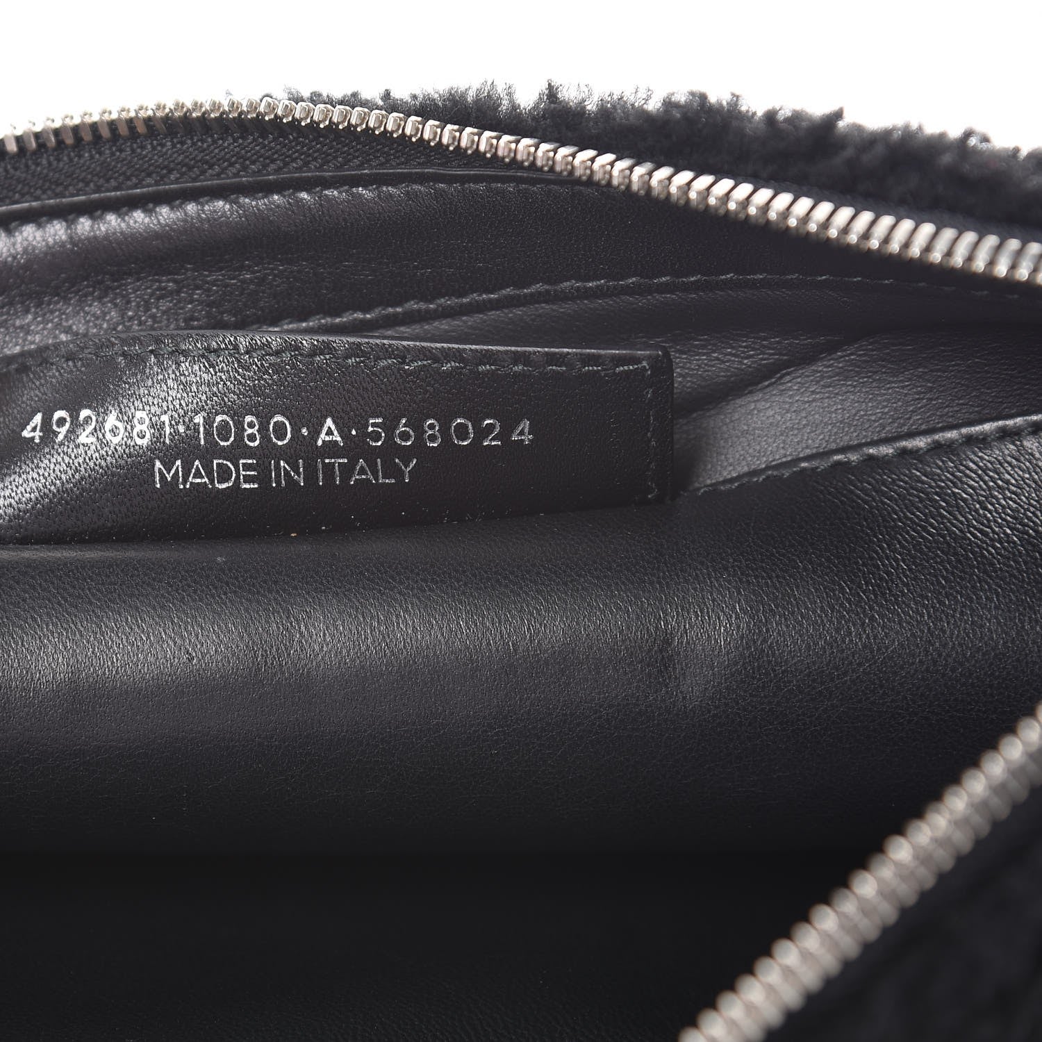 Balenciaga Sheepskin Shearling Contrasted Logo Large Zip Pouch Black 7 of 7