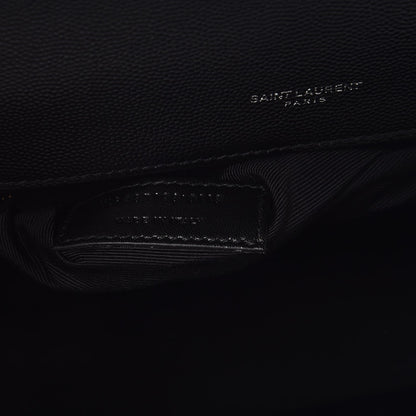 Saint Laurent Grain De Poudre Matelasse Chevron Large Monogram Satchel Black 7 of 7