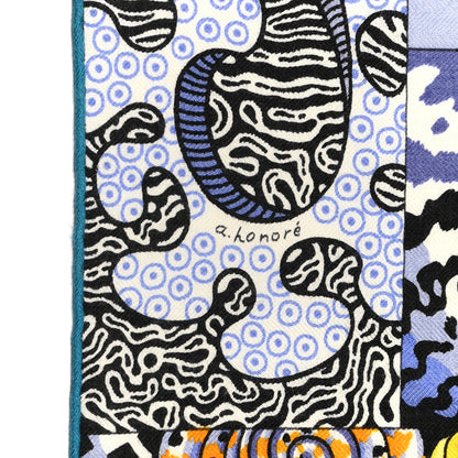 Hermes Cashmere Silk Sieste Au Paradis Scarf 140 Bleu Jaune Vert 6 of 7