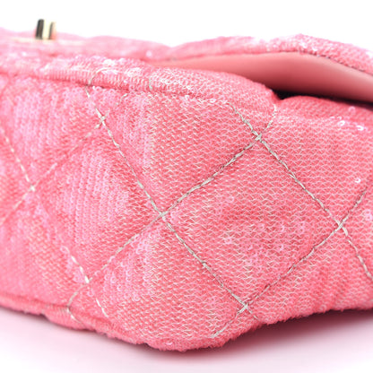 Chanel Sequin Quilted Ombre Medium Flap Yellow Pink 9 of 10