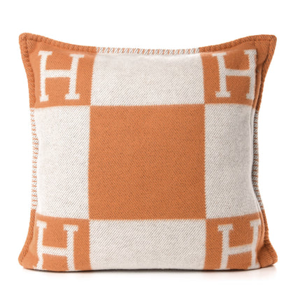 Hermes Wool Cashmere Avalon Pillow PM Ecru Potiron 2 of 3