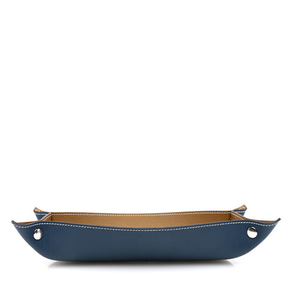 Hermes Taurillon Mises et Relances H Evelyne Pencil Case Kraft Bleu Regate 5 of 6