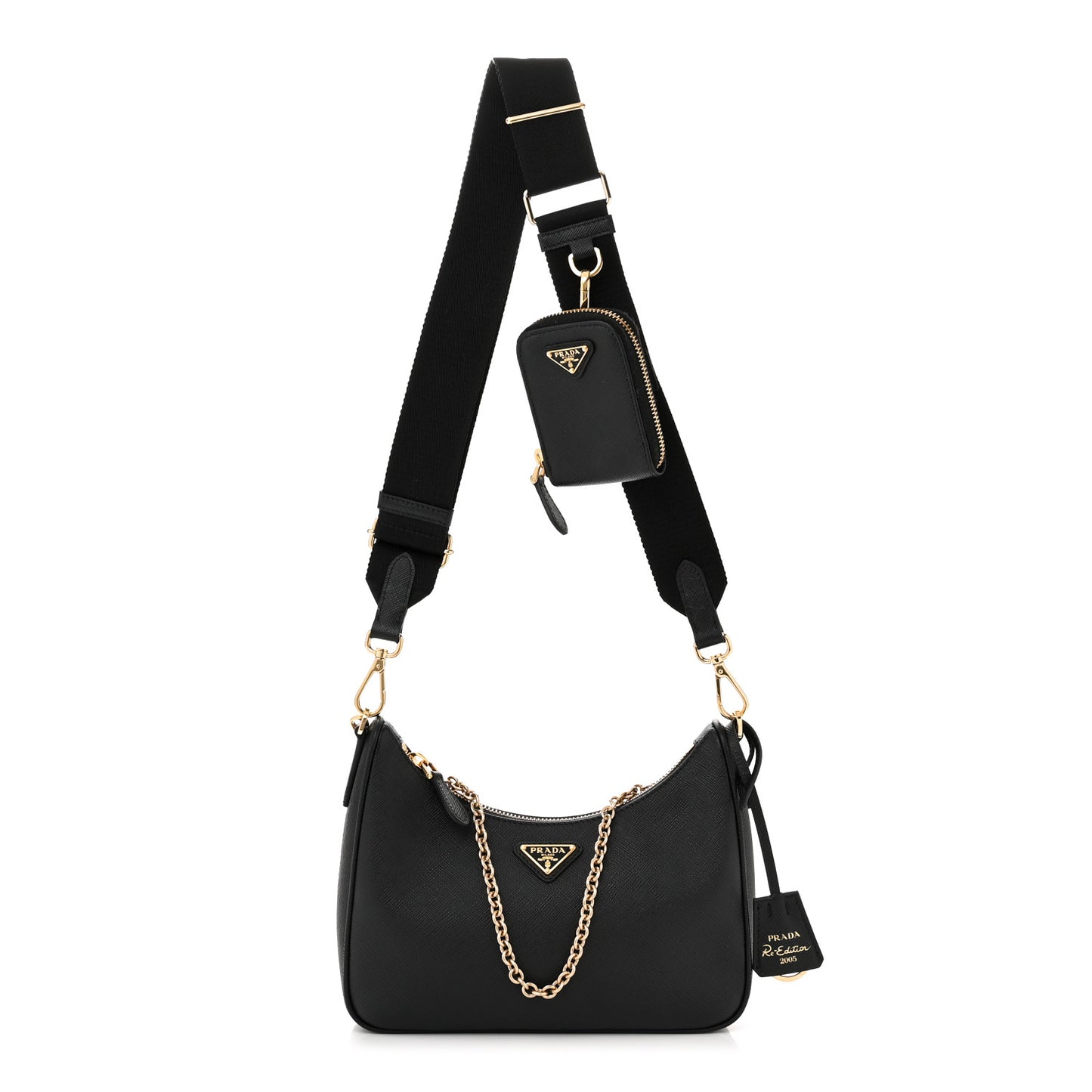 Saffiano Lux Re-Edition 2005 Shoulder Bag Black