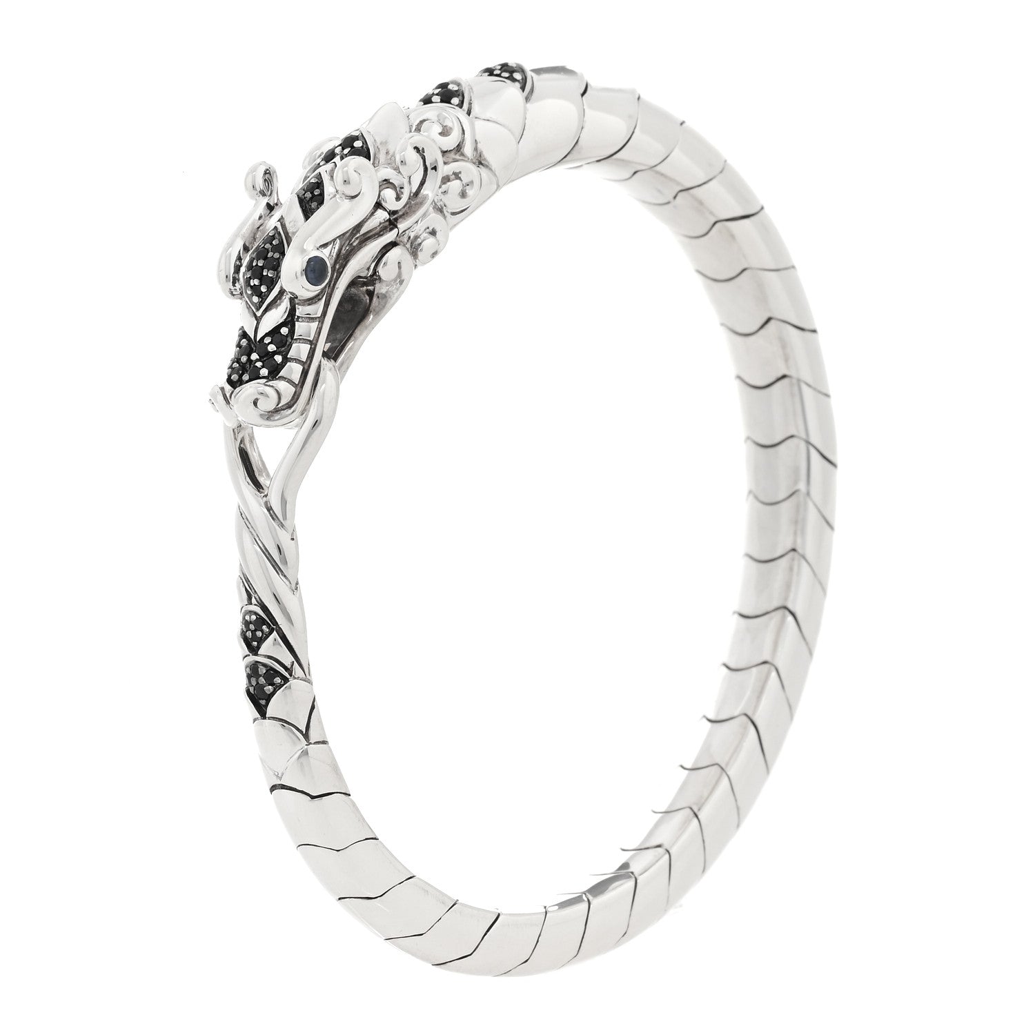 John Hardy Sterling Silver Black Spinel Sapphire Naga Dragon Bracelet 4 of 4