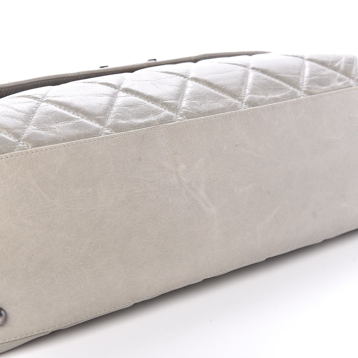 Glazed Calfskin Boy Satchel Flap Light Grey