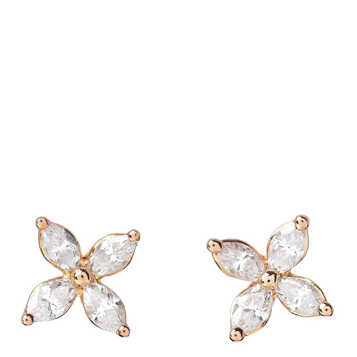 Tiffany 18K Rose Gold Diamond .19ct Mini Victoria Earrings 1 of 3