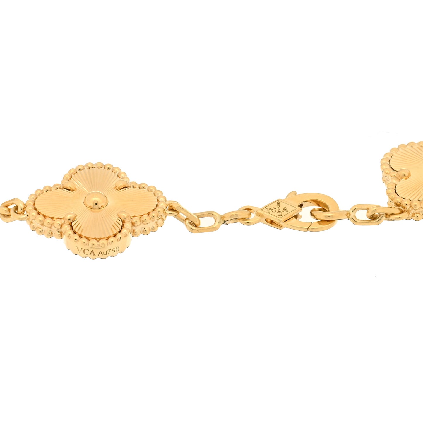 18K Yellow Gold 5 Motifs Guilloche Vintage Alhambra Bracelet