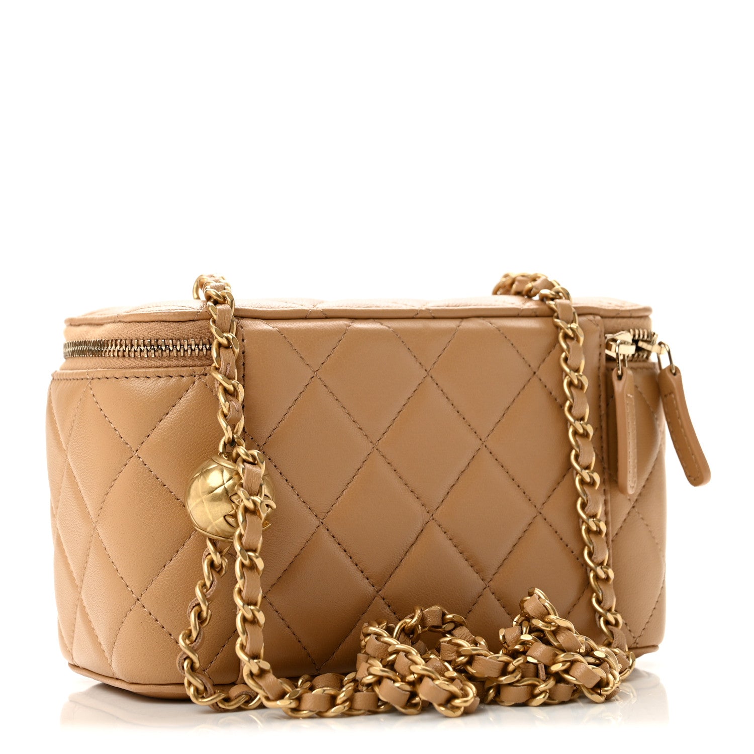 Chanel Lambskin Quilted Pearl Crush Small Vanity Case With Chain Beige 2 of 11