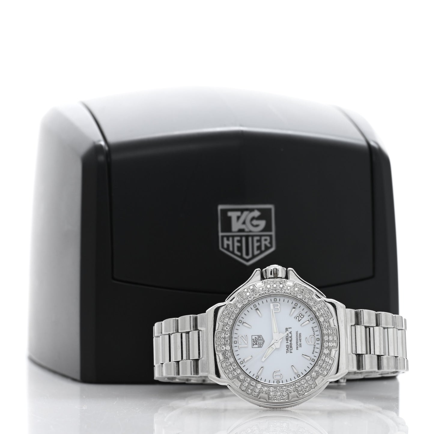 Stainless Steel Diamond Bezel 35mm Formula 1 Lady Quartz Watch White WAC1215-0