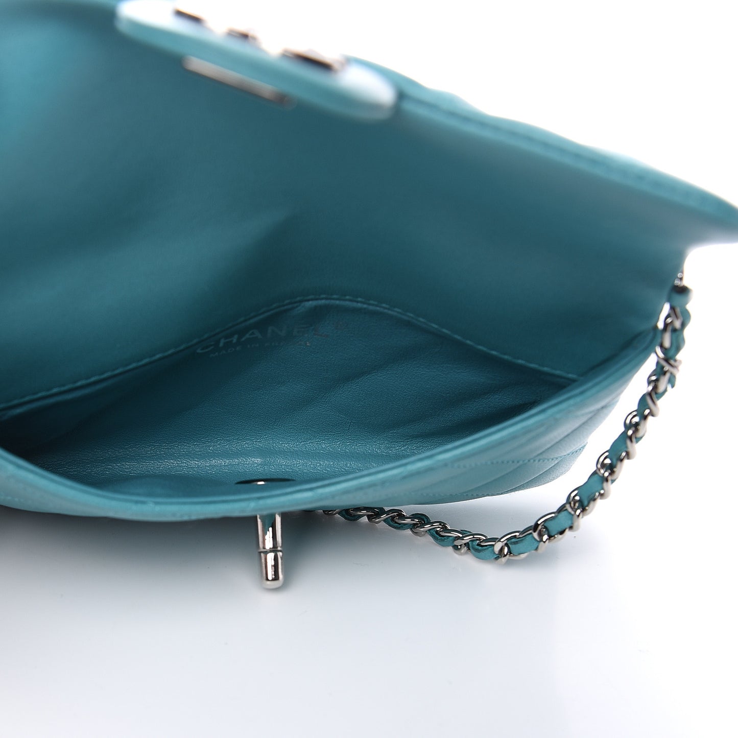 Lambskin Quilted Mini Flap Crossbody Bag Turquoise