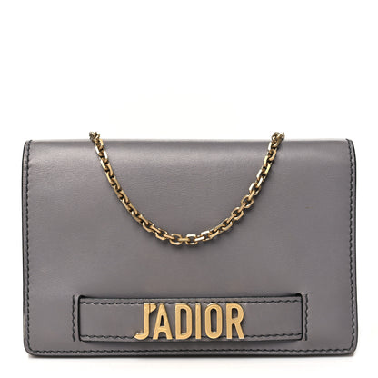 Christian Dior Calfskin J'Adior Wallet on Chain Pouch Grey 1 of 13