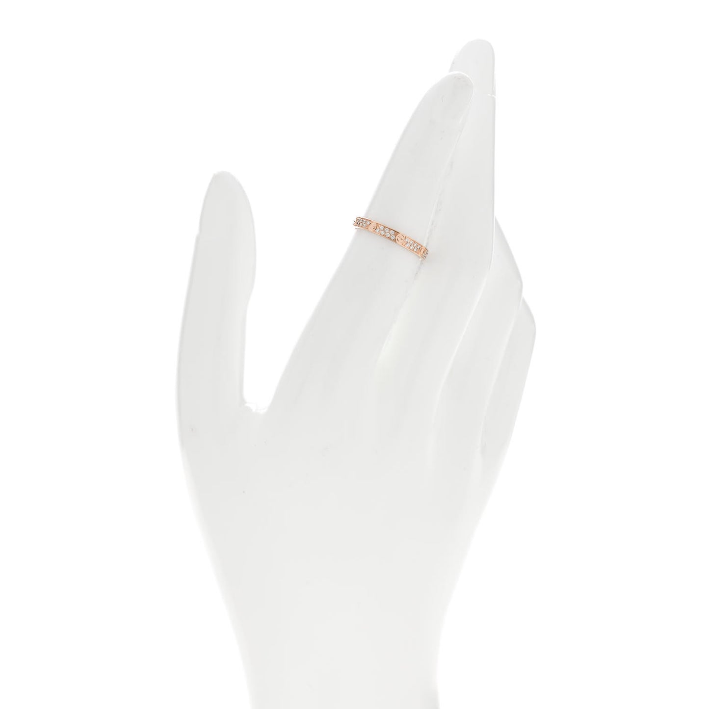 18K Pink Gold Diamond 2.6mm LOVE Paved Band Ring 50 5.25