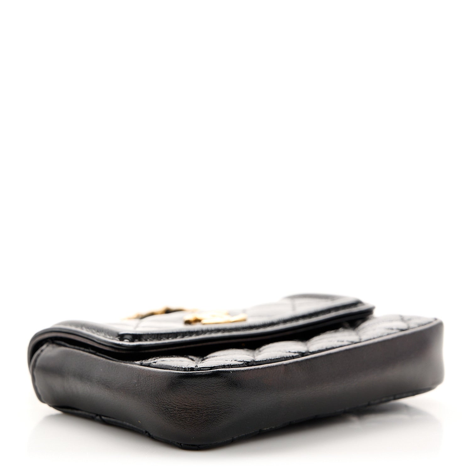 Chanel Shiny Aged Calfskin Quilted Waist Belt Bag Black 4 of 11