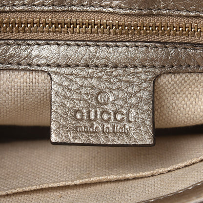 Gucci Metallic Pebbled Calfskin Medium Soho Flap Crossbody Golden Beige 7 of 11
