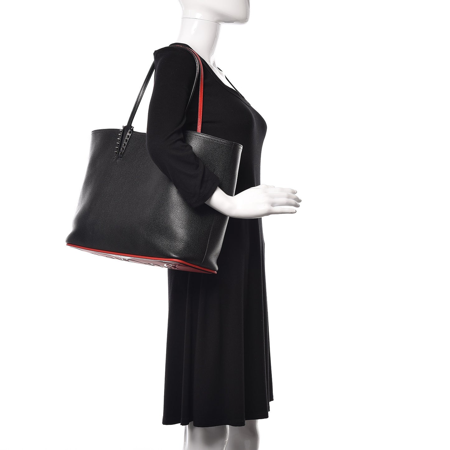 Calfskin Spikes East West Cabata Tote Black